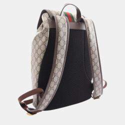 Gucci Beige Brown Multicolor Coated Canvas Leather Ophidia GG Supreme Backpack