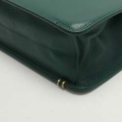 Pre Owned Gucci Green Leather Vintage Business Bag