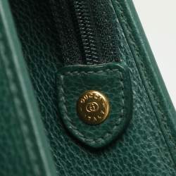 Pre Owned Gucci Green Leather Vintage Business Bag