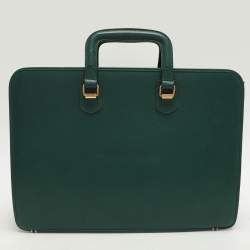 Pre Owned Gucci Green Leather Vintage Business Bag