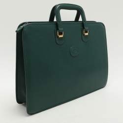 Pre Owned Gucci Green Leather Vintage Business Bag
