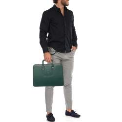Pre Owned Gucci Green Leather Vintage Business Bag