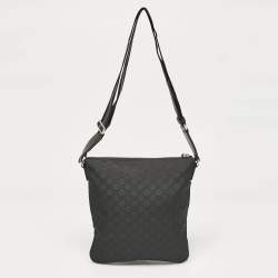 Gucci Black GG Nylon Messenger Bag