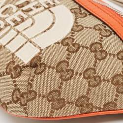 Gucci x The North Face Beige/Orange GG Canvas Belt Bag