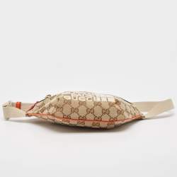 Gucci x The North Face Beige/Orange GG Canvas Belt Bag