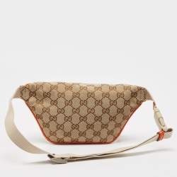 Gucci x The North Face Beige/Orange GG Canvas Belt Bag