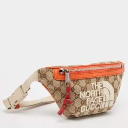 Gucci x The North Face Beige/Orange GG Canvas Belt Bag
