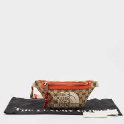 Gucci x The North Face Beige/Orange GG Canvas Belt Bag