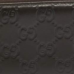 Gucci Black Guccissima Leather Zip Around Card Case