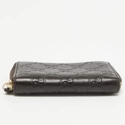 Gucci Black Guccissima Leather Zip Around Card Case