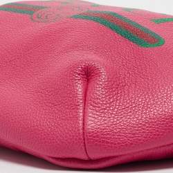Pre Owned Gucci Pink Leather Logo Web Belt Bag