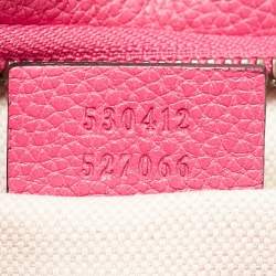 Pre Owned Gucci Pink Leather Logo Web Belt Bag