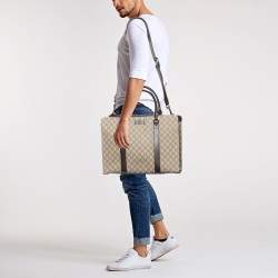 Gucci Beige/Brown GG Supreme Canvas and Leather Tote