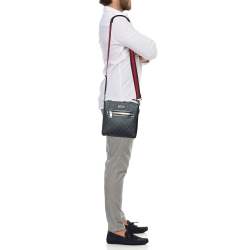 Pre Owned Gucci Black GG Supreme Canvas and Leather Crossbody Bag