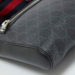 Pre Owned Gucci Black GG Supreme Canvas and Leather Crossbody Bag