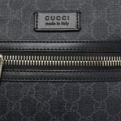 Pre Owned Gucci Black GG Supreme Canvas and Leather Crossbody Bag