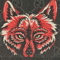 Gucci Black GG Supreme Canvas Wolf Print Bifold Wallet