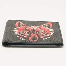 Gucci Black GG Supreme Canvas Wolf Print Bifold Wallet