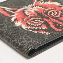 Gucci Black GG Supreme Canvas Wolf Print Bifold Wallet