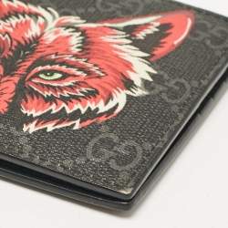 Gucci Black GG Supreme Canvas Wolf Print Bifold Wallet