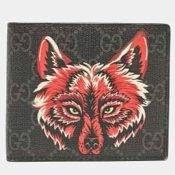 Gucci Black GG Supreme Canvas Wolf Print Bifold Wallet