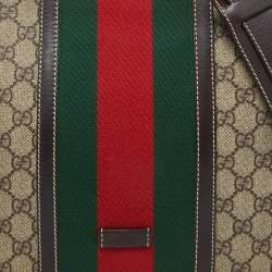Gucci Beige/Brown GG Supreme Canvas and Leather Web Flap Messenger Bag