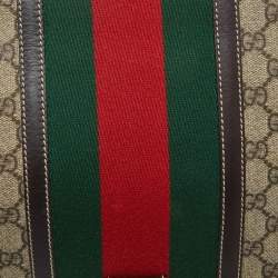 Gucci Beige/Brown GG Supreme Canvas and Leather Web Flap Messenger Bag