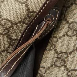 Gucci Beige/Brown GG Supreme Canvas and Leather Web Flap Messenger Bag