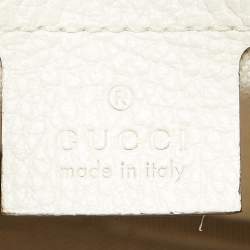 Gucci White Leather Logo Print Messenger Bag