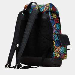 Gucci Black Multicolor Pvc Leather Gg Psychedelic Medium Backpack