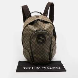 Gucci Beige/Brown GG Supreme Canvas Interlocking G Backpack