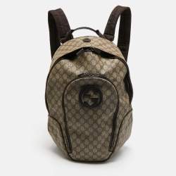 Gucci Beige/Brown GG Supreme Canvas Interlocking G Backpack