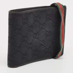 Gucci Black GG Canvas Web Bifold Wallet