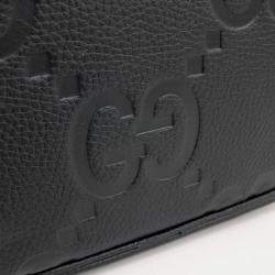 Gucci Black Leather Jumbo Gg Pouch Bag