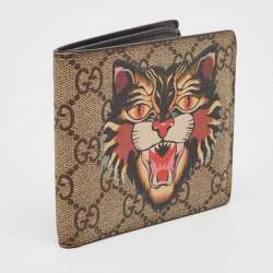 Gucci Beige GG Supreme Canvas Angry Cat Bifold Wallet
