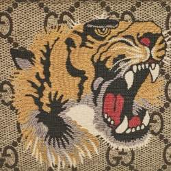 Gucci Beige GG Supreme Canvas Tiger Print Bifold Wallet