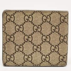 Gucci Beige GG Supreme Canvas Tiger Print Bifold Wallet