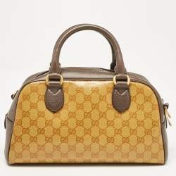Gucci x Adidas Brown/Beige GG Crystal Canvas and Leather Mini Duffle Bag