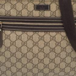 Gucci Beige GG Supreme Canvas Flat Messenger Bag