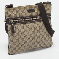Gucci Beige GG Supreme Canvas Flat Messenger Bag