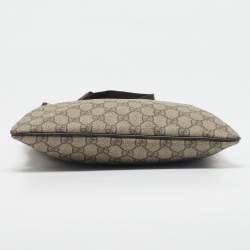 Gucci Beige GG Supreme Canvas Flat Messenger Bag