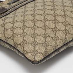 Gucci Beige GG Supreme Canvas Flat Messenger Bag
