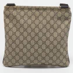 Gucci Beige GG Supreme Canvas Flat Messenger Bag
