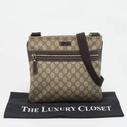 Gucci Beige GG Supreme Canvas Flat Messenger Bag