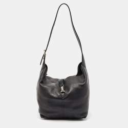 Gucci Black Leather Jackie 1961 Shoulder Bag
