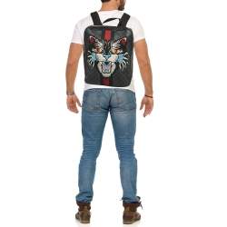 Pre Owned Gucci Black GG Supreme Canvas and Leather Angry Cat Backpack
