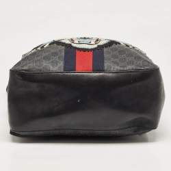 Pre Owned Gucci Black GG Supreme Canvas and Leather Angry Cat Backpack