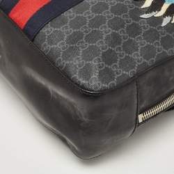 Pre Owned Gucci Black GG Supreme Canvas and Leather Angry Cat Backpack