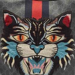 Pre Owned Gucci Black GG Supreme Canvas and Leather Angry Cat Backpack