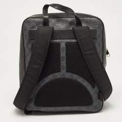 Pre Owned Gucci Black GG Supreme Canvas and Leather Angry Cat Backpack